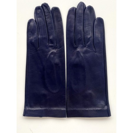 Gants en Cuir d'Agneau Bleu Marine Capucine Non Doublés.