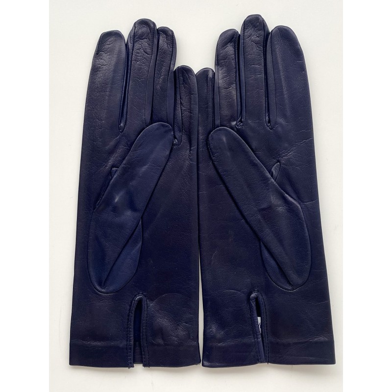 Gants en Cuir d'Agneau Bleu Marine Capucine Non Doublés.