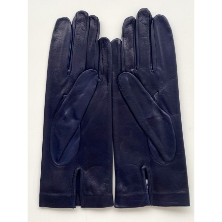Gants en Cuir d'Agneau Bleu Marine Capucine Non Doublés.