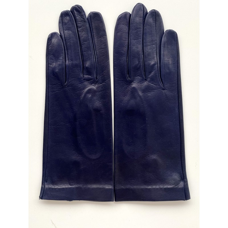 Gants en Cuir d'Agneau Bleu Marine Capucine Non Doublés.