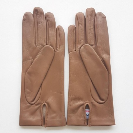 Gants en Cuir d'Agneau Argile Capucine Doublés Cachemire.