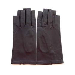 Mitaines en Cuir d'Agneau Marron Jeanne Doublées Soie.