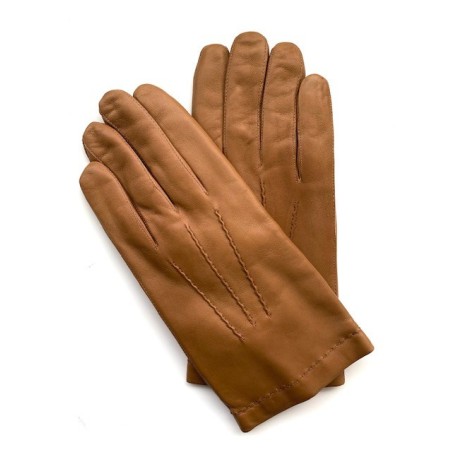 Gants en Cuir d'Agneau Biscuit Henri Doublure Cachemire.