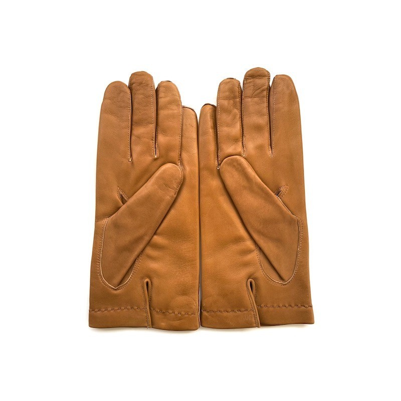 Gants en Cuir d'Agneau Biscuit Henri Doublure Cachemire.