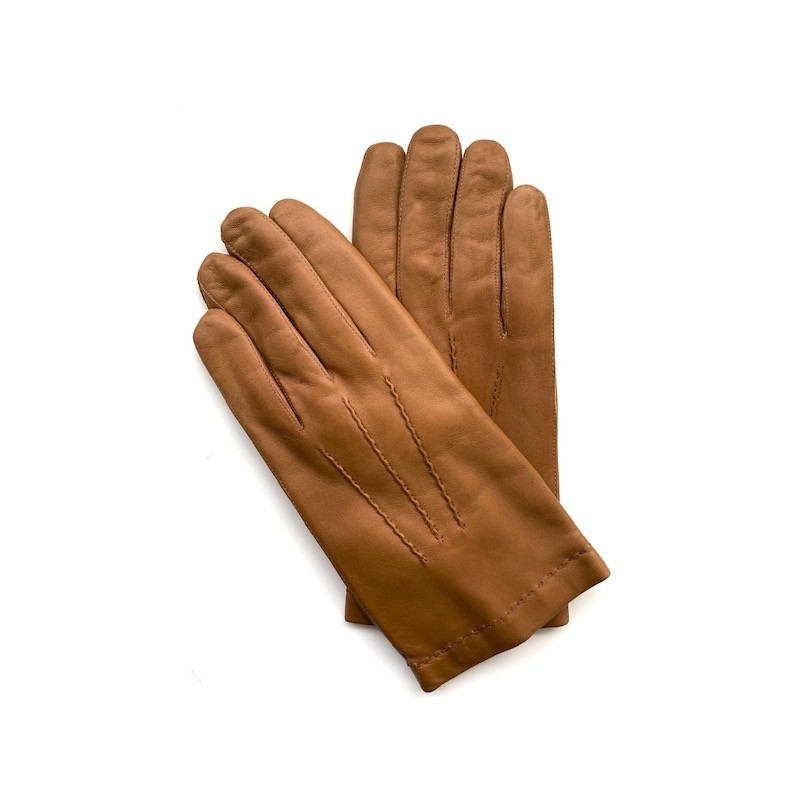 Gants en Cuir d'Agneau Biscuit Henri Doublure Cachemire.