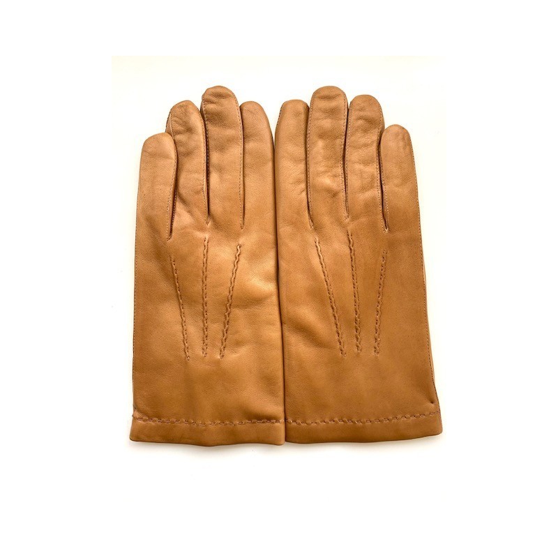 Gants en Cuir d'Agneau Biscuit Henri Doublure Cachemire.