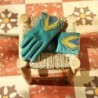Gants en Cuir d'Agneau Vert Natier Luciole Origami Doublés Soie.