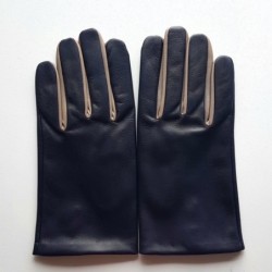 Gants en Cuir d'Agneau Prune Mastic Twin H Doublés soie.