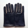 Gants en Cuir d'Agneau Prune Mastic Twin H Doublés soie.