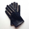 Gants en Cuir d'Agneau Prune Mastic Twin H Doublés soie.
