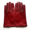 Gants en Cuir d'Agneau Rouge h Havane H Doublés soie.