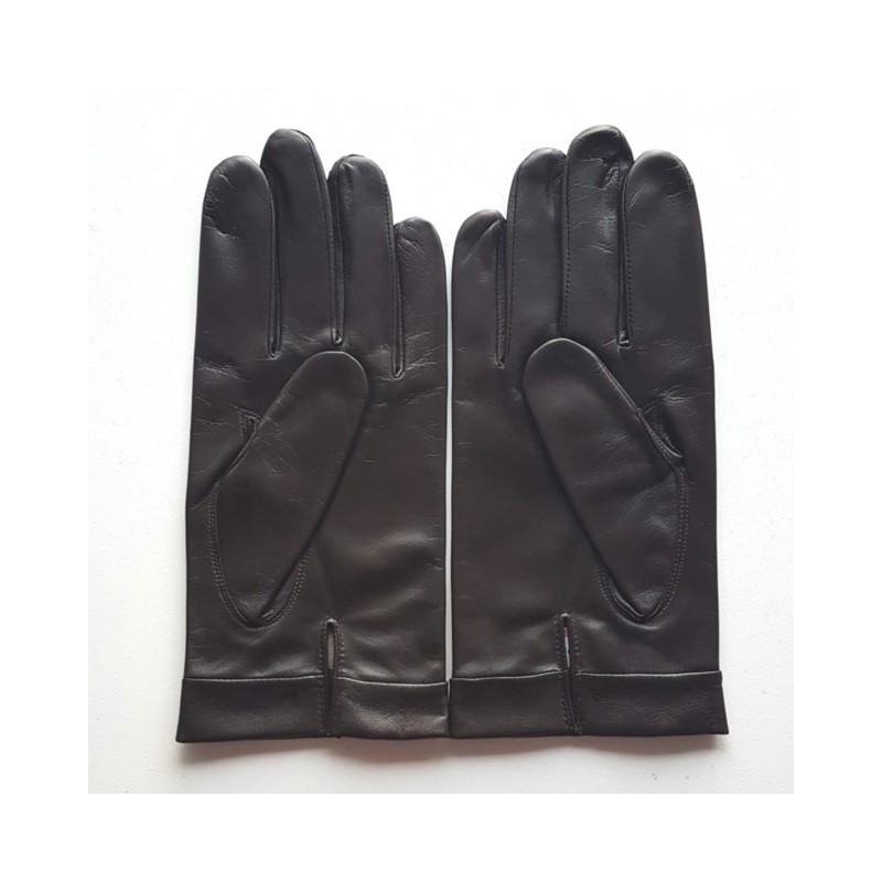 Gants en Cuir d'Agneau Marron Guilhem Doublés Soie.
