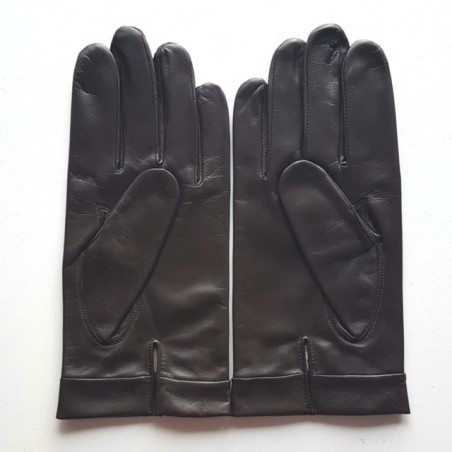 Gants en Cuir d'Agneau Marron Guilhem Doublés Soie.