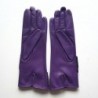 Gants en Cuir d'Agneau Améthyste Noir Gina Doublés Soie.