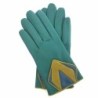 Gants en Cuir d'Agneau Vert Natier Luciole Origami Doublés Soie.