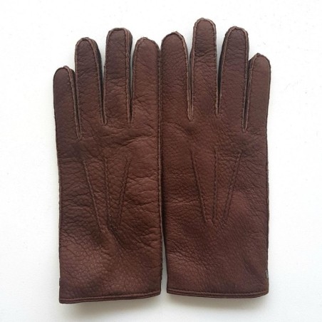 Gants en Cuir de Pécari Vison Paul Non Doublés.