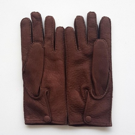 Gants en Cuir de Pécari Vison Paul Non Doublés.
