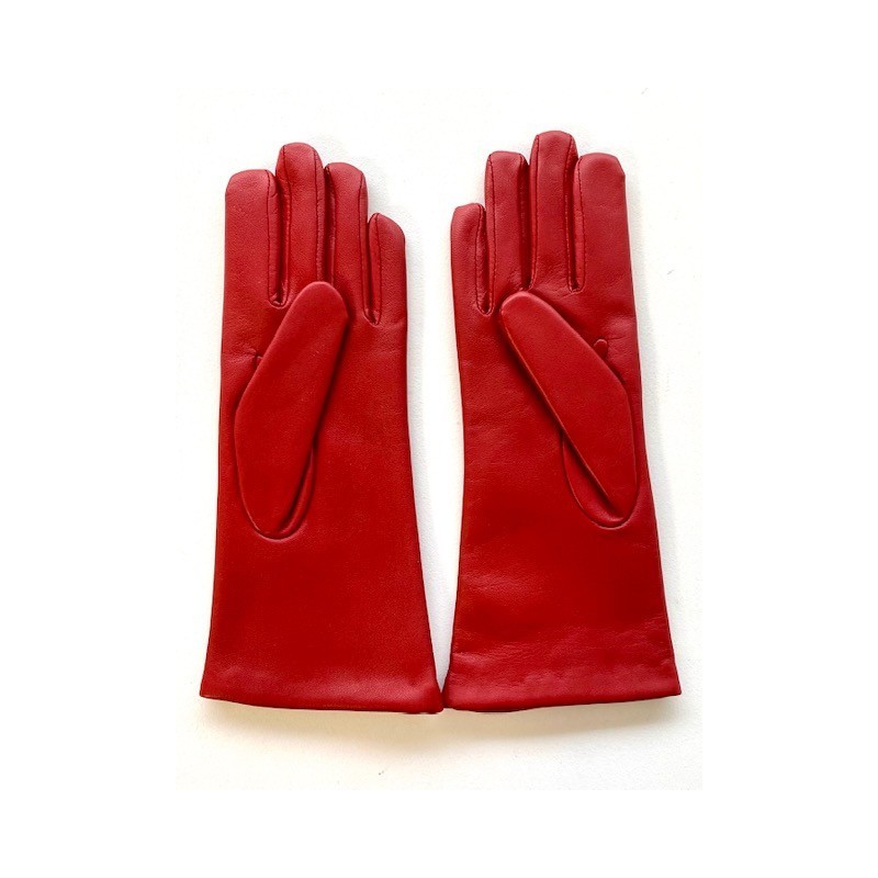 Gants en Cuir d'Agneau Rouge Coline Doublés Cachemire.