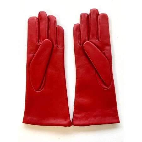Gants en Cuir d'Agneau Rouge Coline Doublés Cachemire.