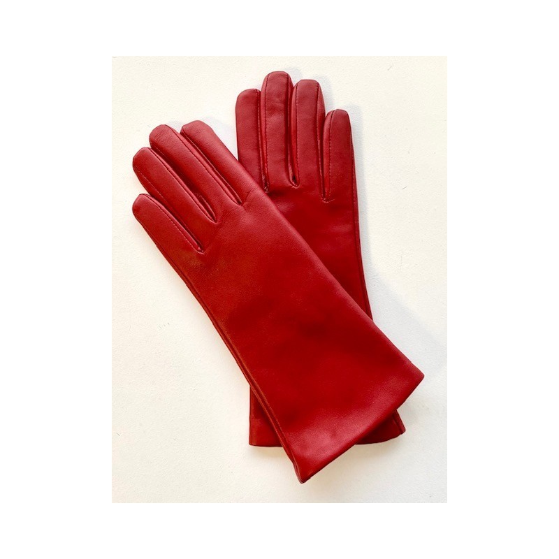 Gants en Cuir d'Agneau Rouge Coline Doublés Cachemire.