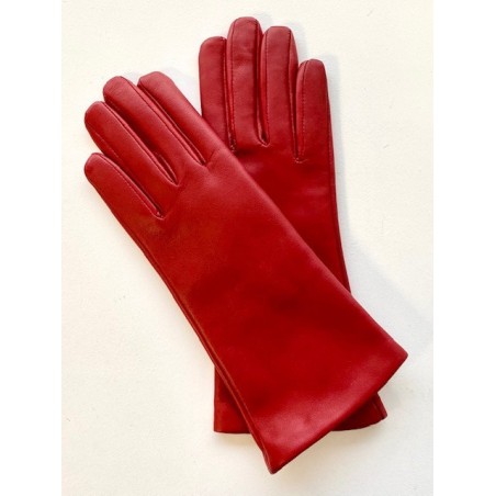 Gants en Cuir d'Agneau Rouge Coline Doublés Cachemire.