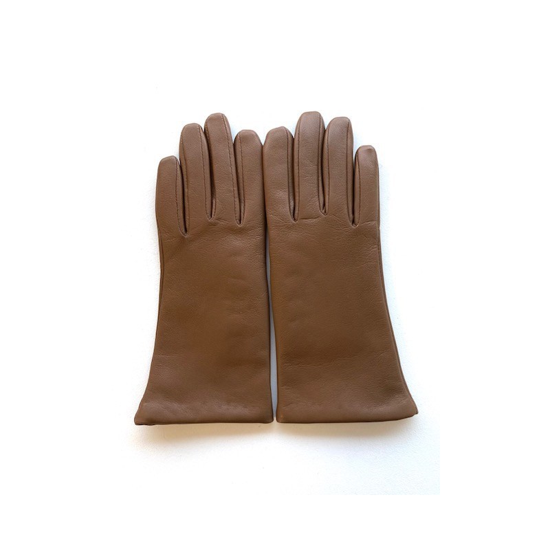 Gants en Cuir d'Agneau Biscuit Adeline Doublés Cachemire.