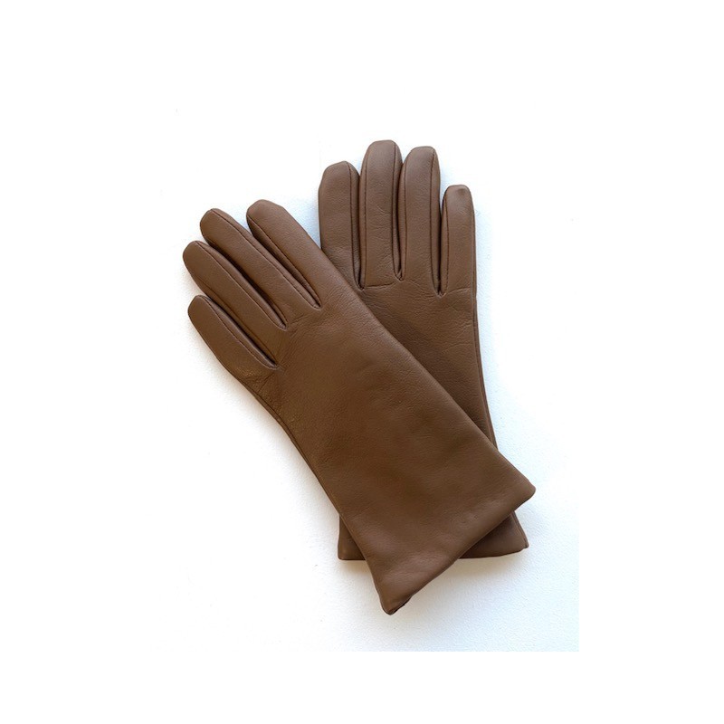 Gants en Cuir d'Agneau Biscuit Adeline Doublés Cachemire.