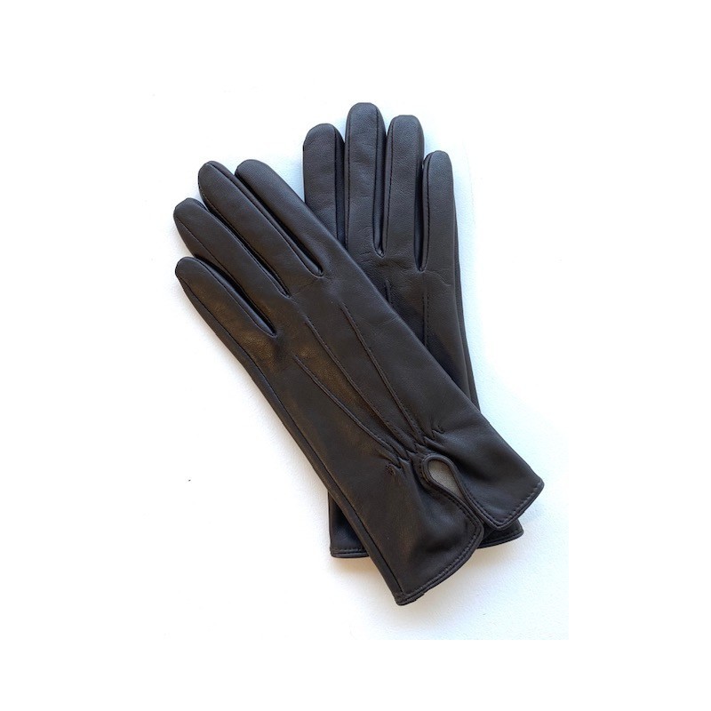 Gants en Cuir d'Agneau Marron Julie Doublés en Soie.
