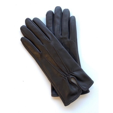 Gants en Cuir d'Agneau Marron Julie Doublés en Soie.