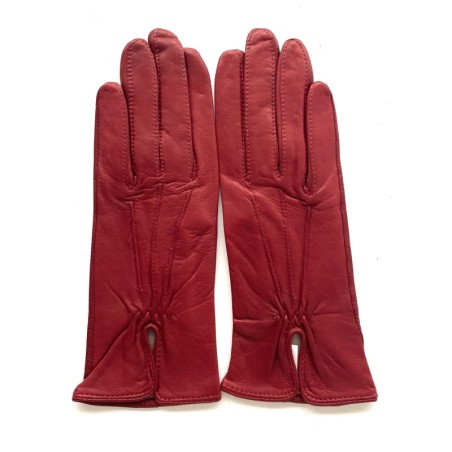 Gants en Cuir d'Agneau Rubis Julie Doublés en Soie.