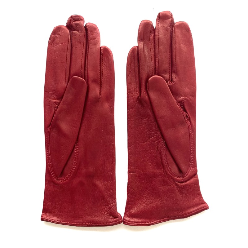 Gants en Cuir d'Agneau Rubis Julie Doublés en Soie.