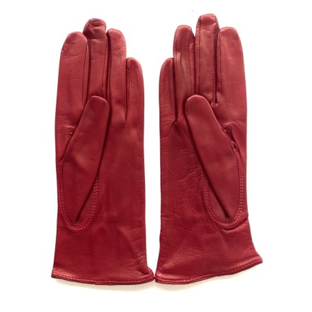 Gants en Cuir d'Agneau Rubis Julie Doublés en Soie.
