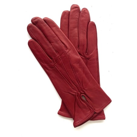 Gants en Cuir d'Agneau Rubis Julie Doublés en Soie.