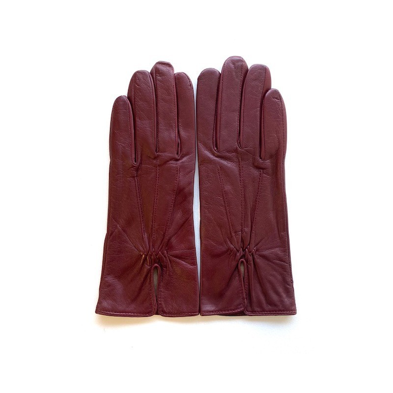 Gants en Cuir d'Agneau Bordeaux Julie Doublés en Soie.