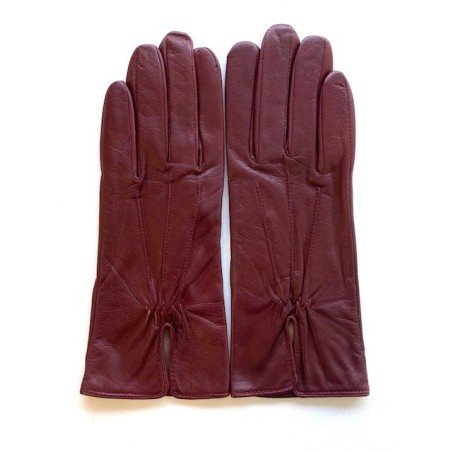 Gants en Cuir d'Agneau Bordeaux Julie Doublés en Soie.