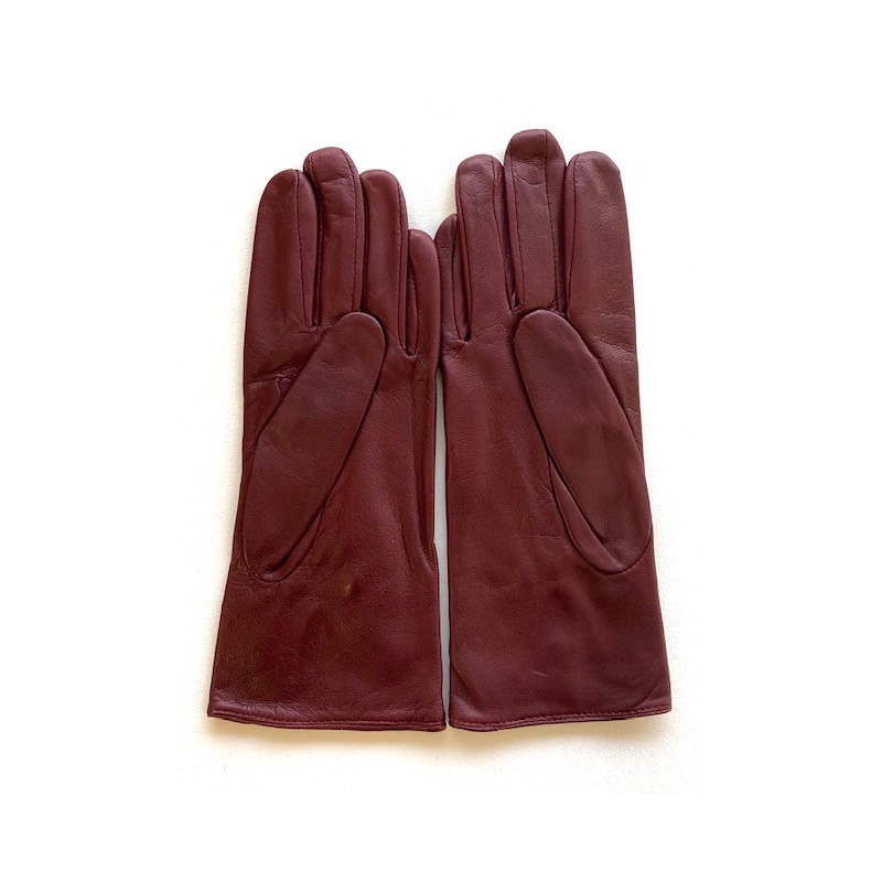 Gants en Cuir d'Agneau Bordeaux Julie Doublés en Soie.