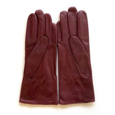 Gants en Cuir d'Agneau Bordeaux Julie Doublés en Soie.