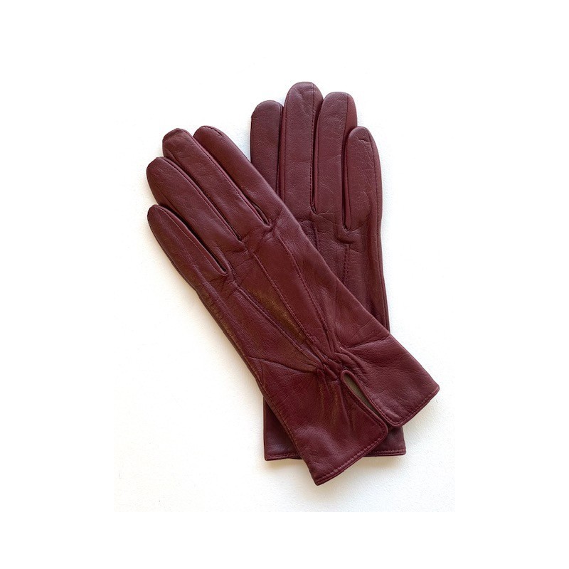 Gants en Cuir d'Agneau Bordeaux Julie Doublés en Soie.