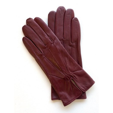 Gants en Cuir d'Agneau Bordeaux Julie Doublés en Soie.