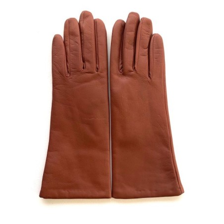 Gants en Cuir d'Agneau Cognac Coline Doublés Cachemire.