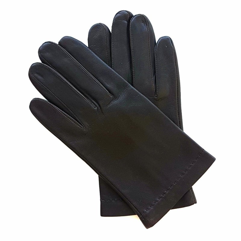 Gants en Cuir d'Agneau Marron Raphaël Doublés soie.