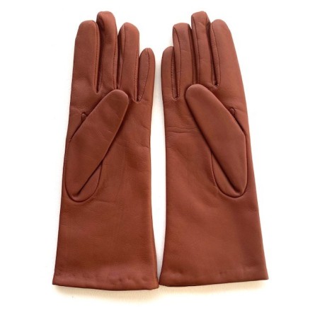 Gants en Cuir d'Agneau Cognac Coline Doublés Cachemire.