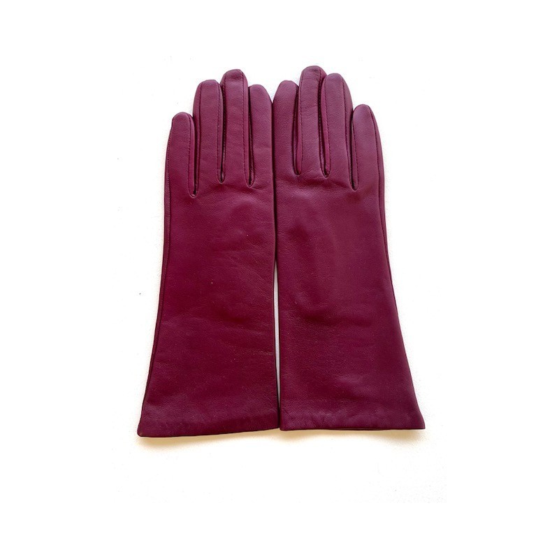Gants en Cuir d'Agneau Cassis Coline Doublés Soie.