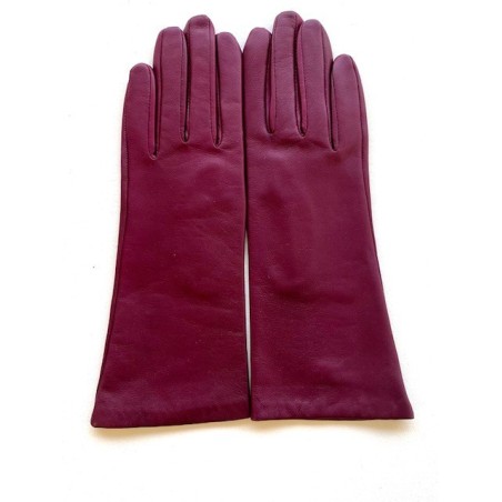Gants en Cuir d'Agneau Cassis Coline Doublés Soie.