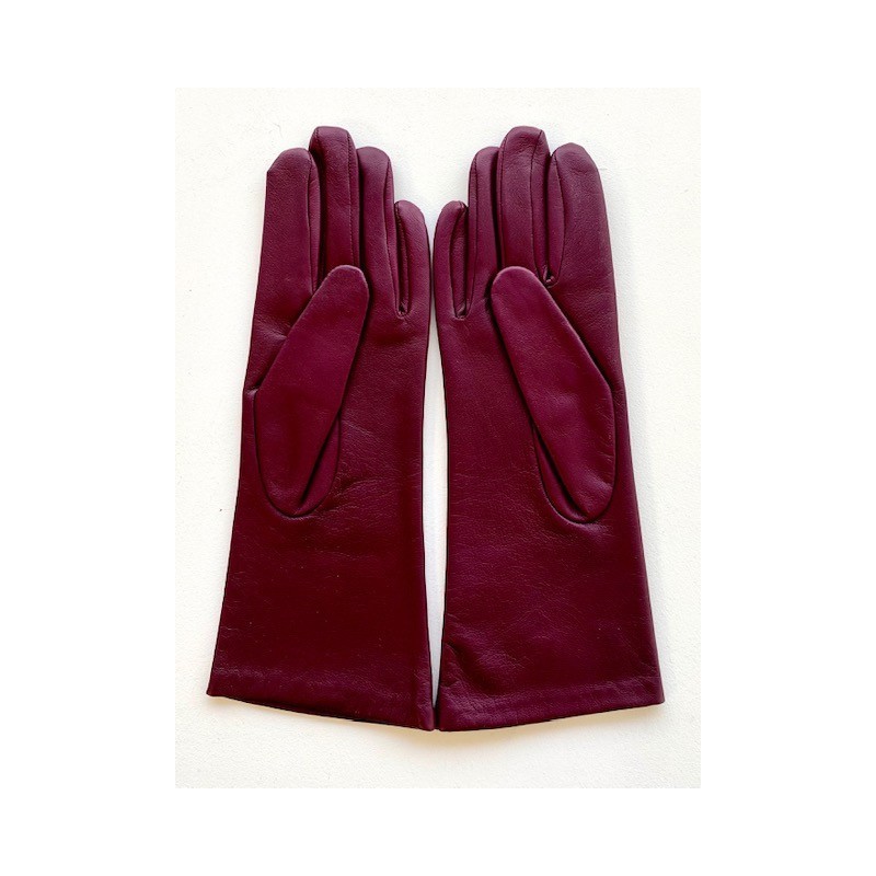 Gants en Cuir d'Agneau Cassis Coline Doublés Soie.