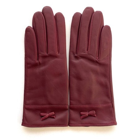 Gants en Cuir d'Agneau  Bordeaux Anémone Doublés en Soie.