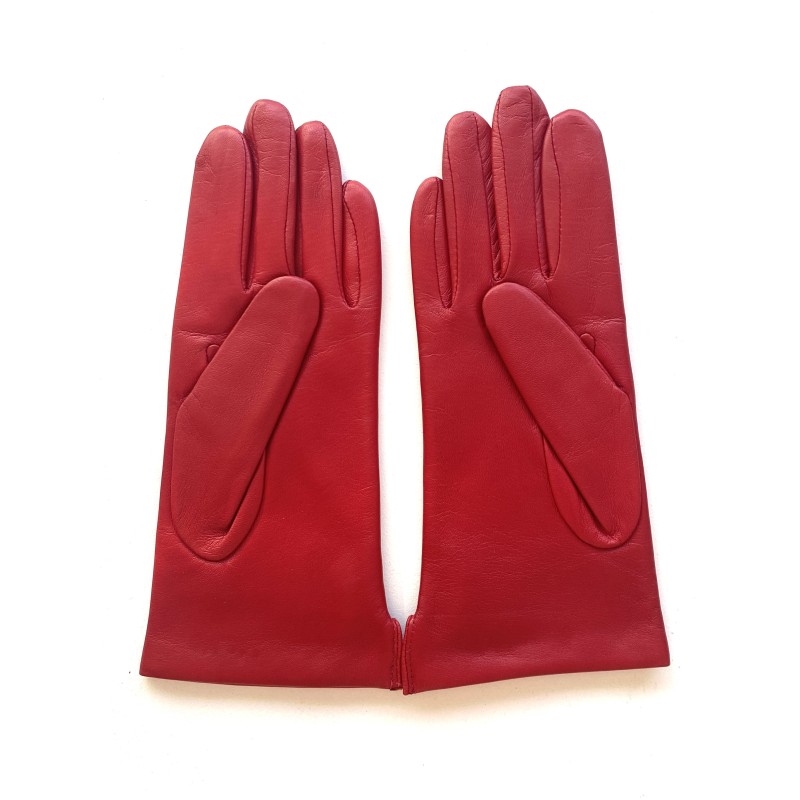 Gants en Cuir d'Agneau Rouge Clémentine Doublés en Soie.