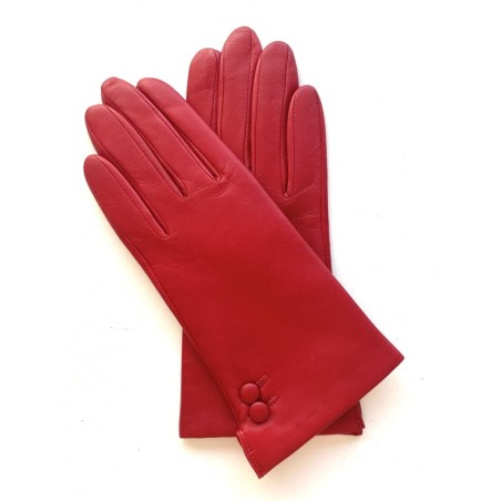 Gants en Cuir d'Agneau Rouge Clémentine Doublés en Soie.