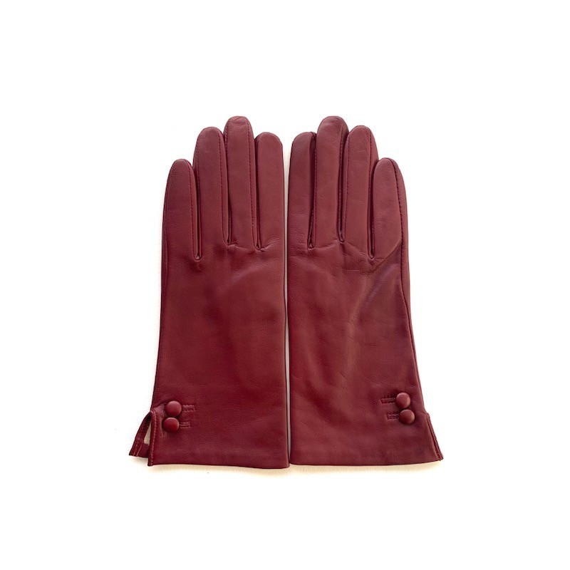 Gants en Cuir d'Agneau Bordeaux Clémentine Doublés en Soie.