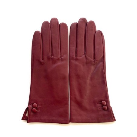 Gants en Cuir d'Agneau Bordeaux Clémentine Doublés en Soie.